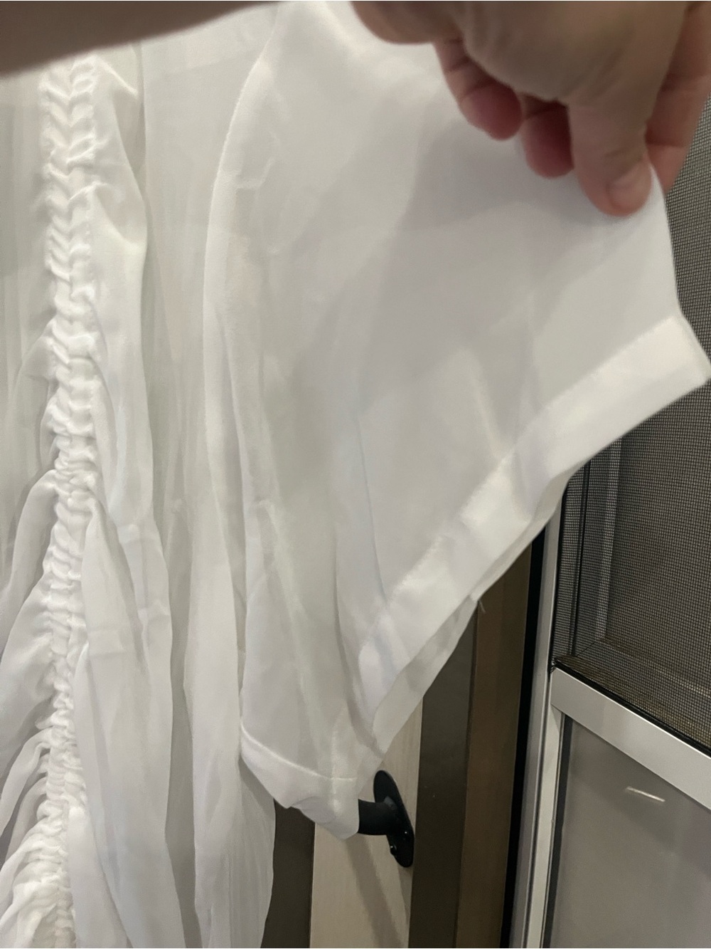 White Pleated Ruffle Button-Front Tunic - Picture 7 of 7